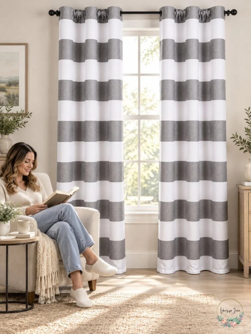 Ellery Homestyle Striped Rod Pocket Window Curtains